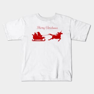 Simple Design of Unicorn Pulling Santa's Sleigh Kids T-Shirt